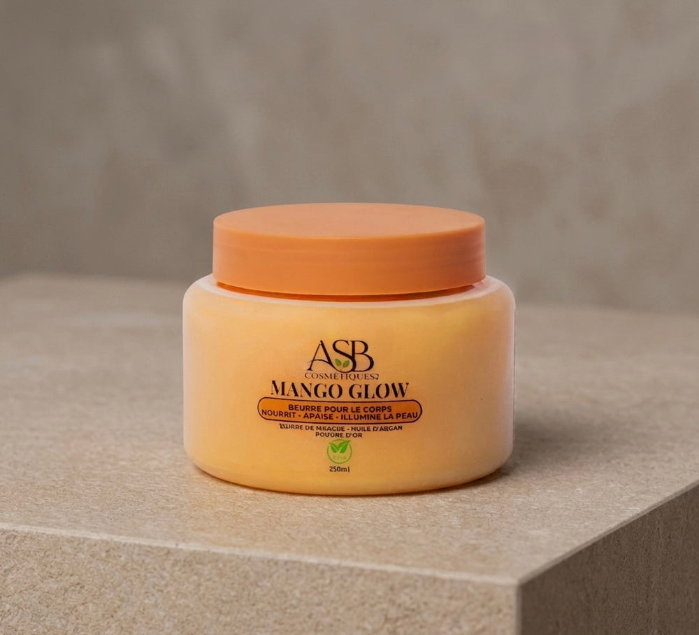 Pot de beurre corporel nourrissant naturel Mango Glow pour la peau et les cheveux - ASB Cosmétique