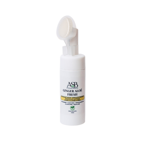 Flacon de mousse nettoyante visage exfoliante Ginger Aloé Fresh avec brosse intégrée - ASB Cosmétique