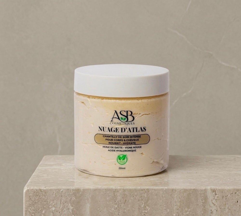 Pot de crème Chantilly de Soin Nuage d'Atlas hydratante pour corps et cheveux - ASB Cosmétique