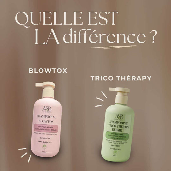 Deux besoins, deux solutions. 🌿✨

La gamme Trico Therapy Repair agit à la racine pour purifier, fortifier et rééquilibrer le cuir chevelu.

La gamme Blowtox répare intensément, nourrit en profondeur et sublime les longueurs abîmées.

À chaque problématique sa routine adaptée pour des cheveux plus forts, plus sains et plus éclatants.