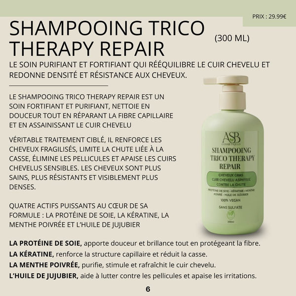 🌱 Catalogue Partie 1 :
• Présentation
• Nuage de l’Atlas
• Hair Protect
• Shampooing Blowtox
• Masque Blowtox
• Shampooing Trico Therapy Repair
• Masque Trico Therapy Repair