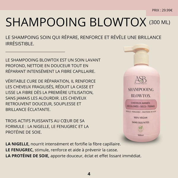 🌱 Catalogue Partie 1 :
• Présentation
• Nuage de l’Atlas
• Hair Protect
• Shampooing Blowtox
• Masque Blowtox
• Shampooing Trico Therapy Repair
• Masque Trico Therapy Repair