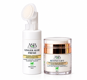 Duo Ginger Aloé Fresh et Rétino-Lift ASB Cosmétiques sur fond blanc